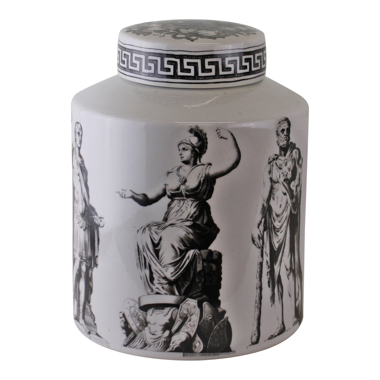 Small Round Grecian Style Porcelain Jar, Grecian Pottery