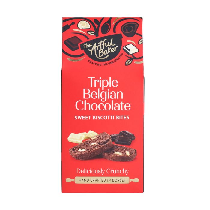 The Artful Baker Triple Belgian Chocolate Sweet Biscotti Bites 100g [WHOLE CASE]