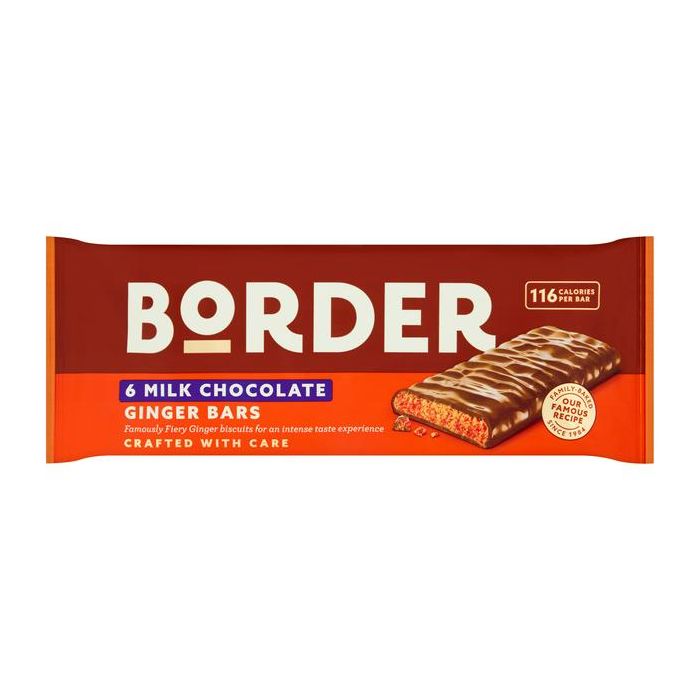 Border Biscuit Milk Chocolate Ginger Bars 6 pack [WHOLE CASE]