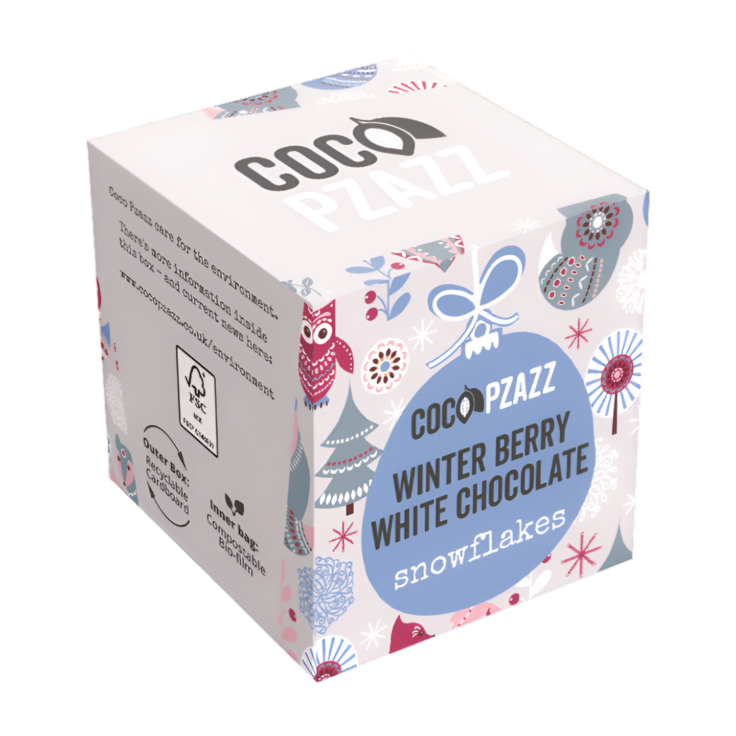 Coco Pzazz Winter Berry White Chocolate Snowflakes (80g)