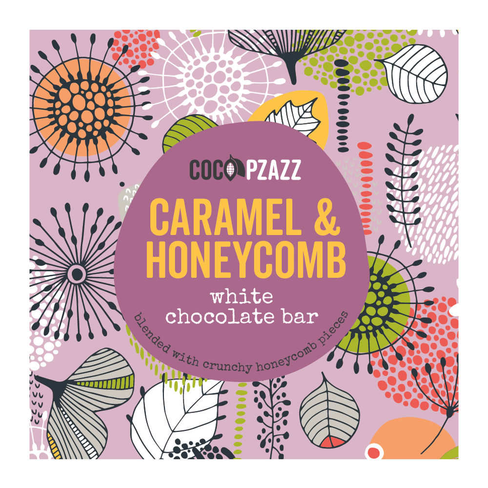 Coco Pzazz Caramel & Honeycomb White Chocolate Bar (80g) by Cocoa Pzazz - The Pop Up Deli