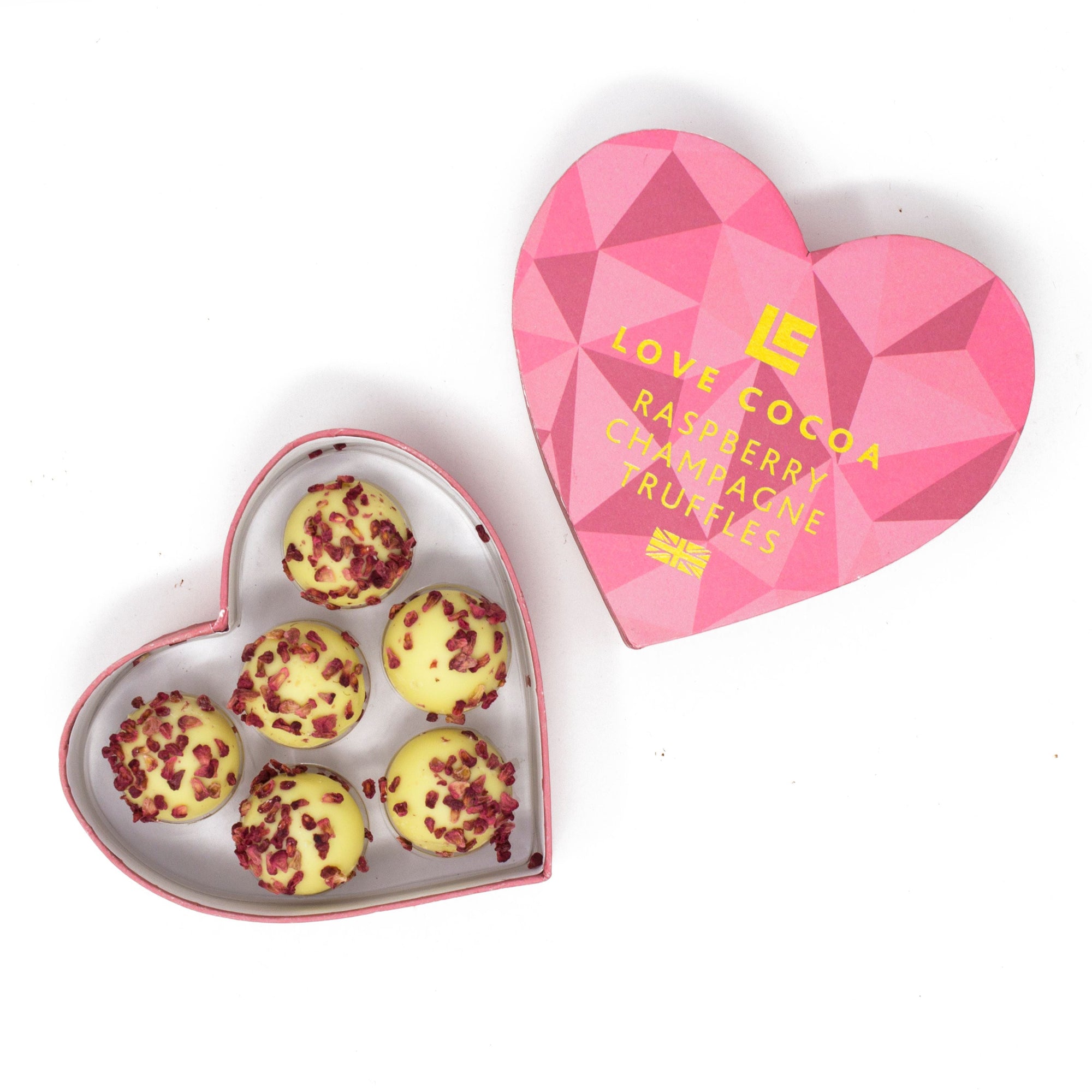 Love Cocoa Raspberry Champagne Heart Truffle Box (70g)