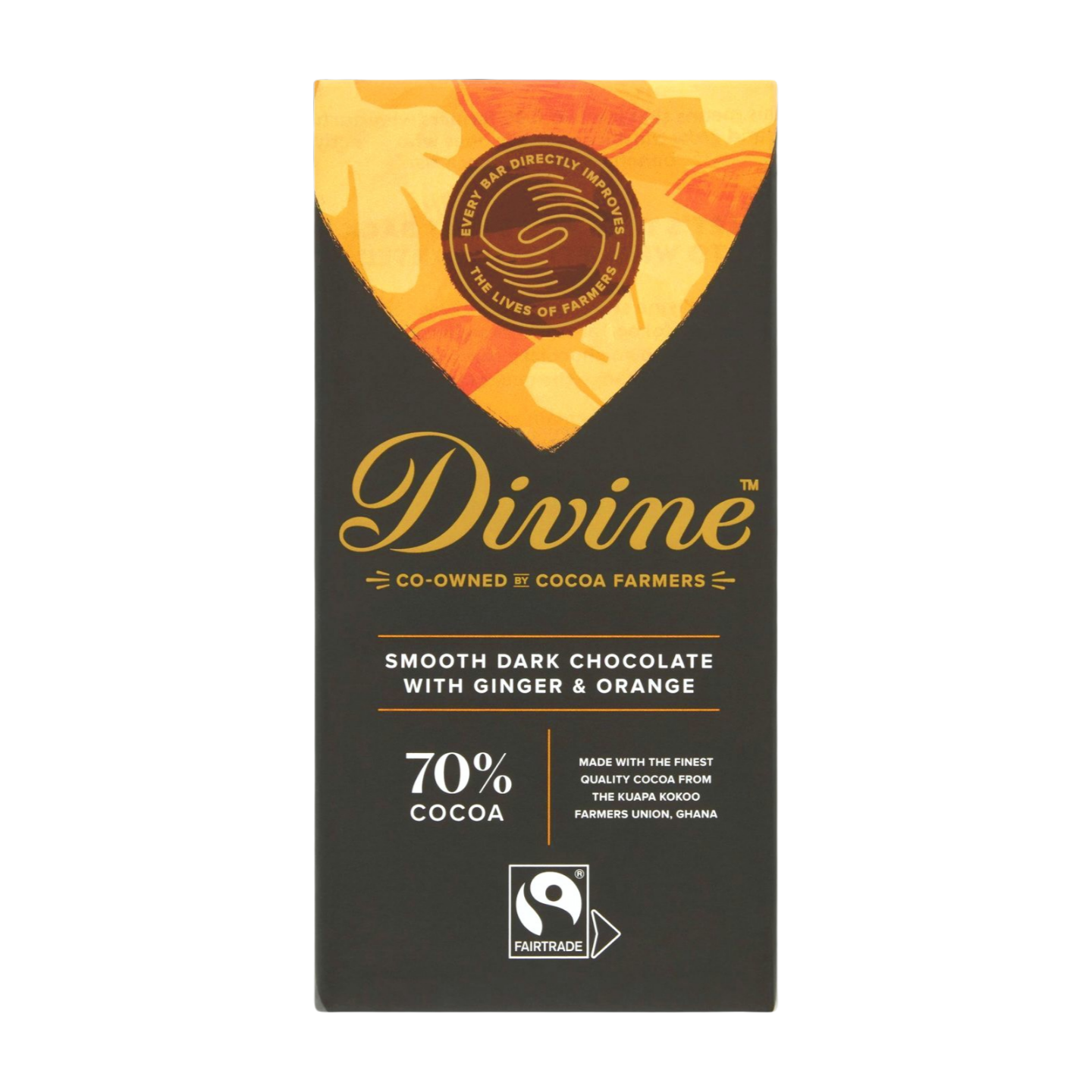 Divine Smooth Dark Chocolate with Ginger & Orange (90g)