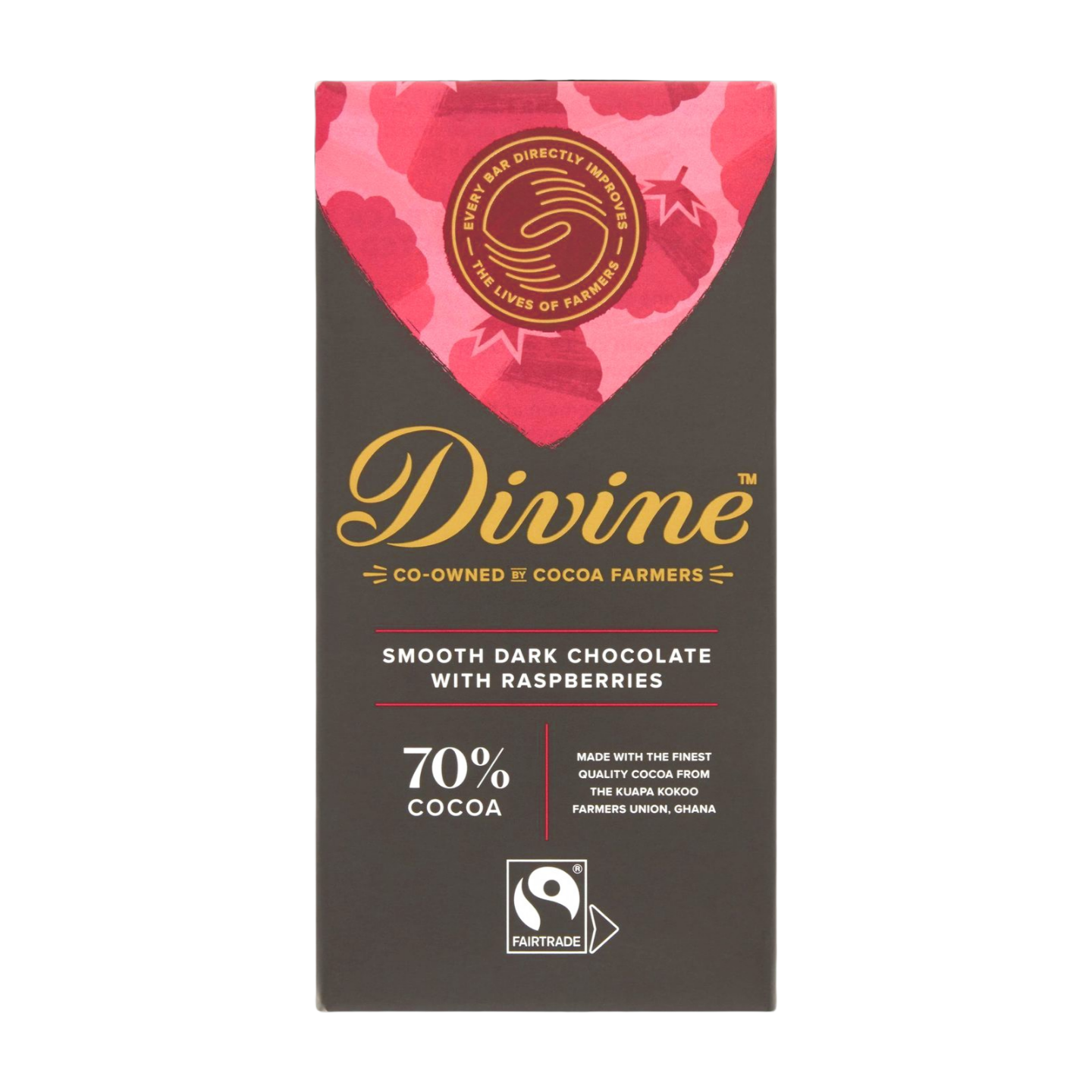 Divine Smooth Dark Chocolate with Raspberries (90g)