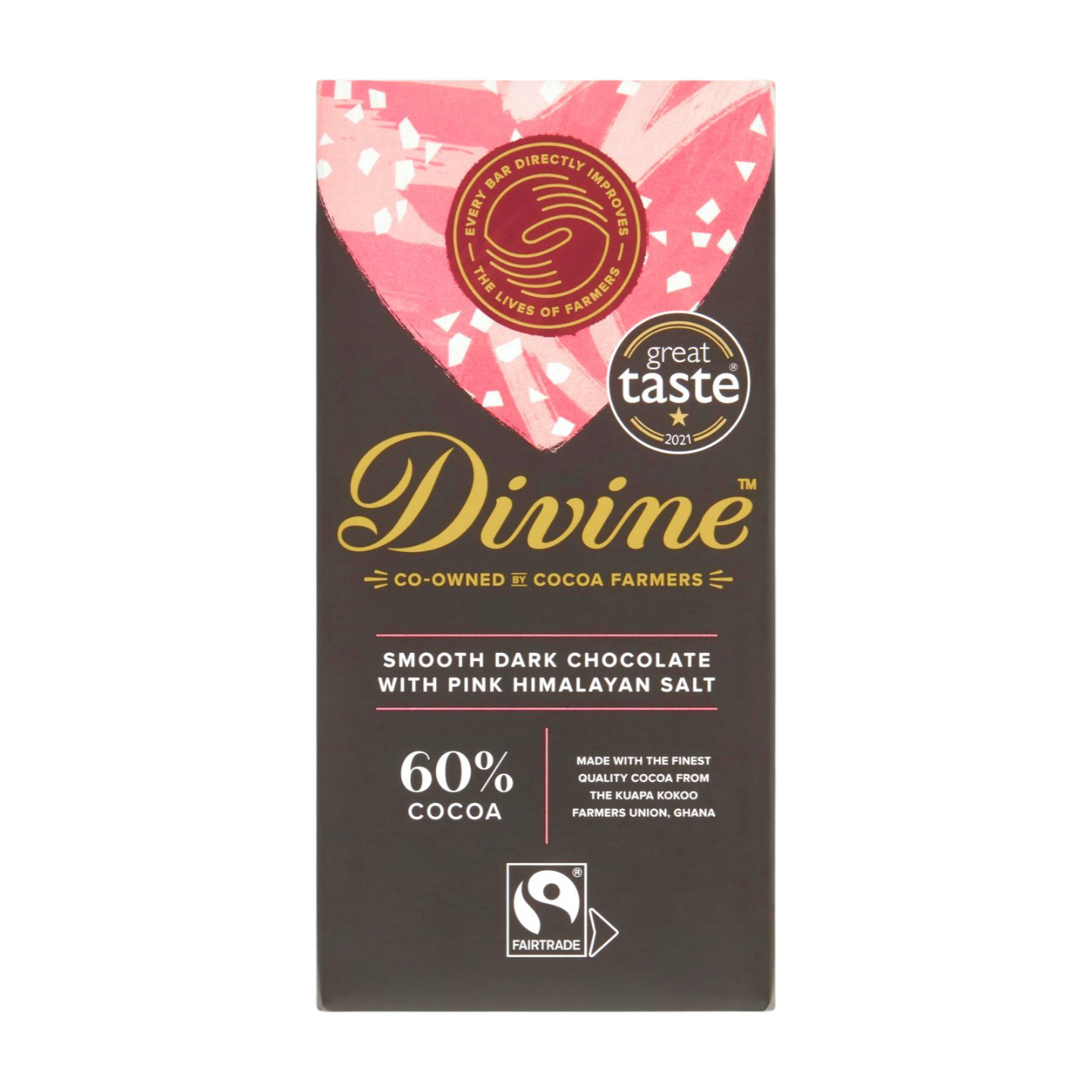 Divine Smooth Dark Chocolate with Pink Himalayan Salt (90g)