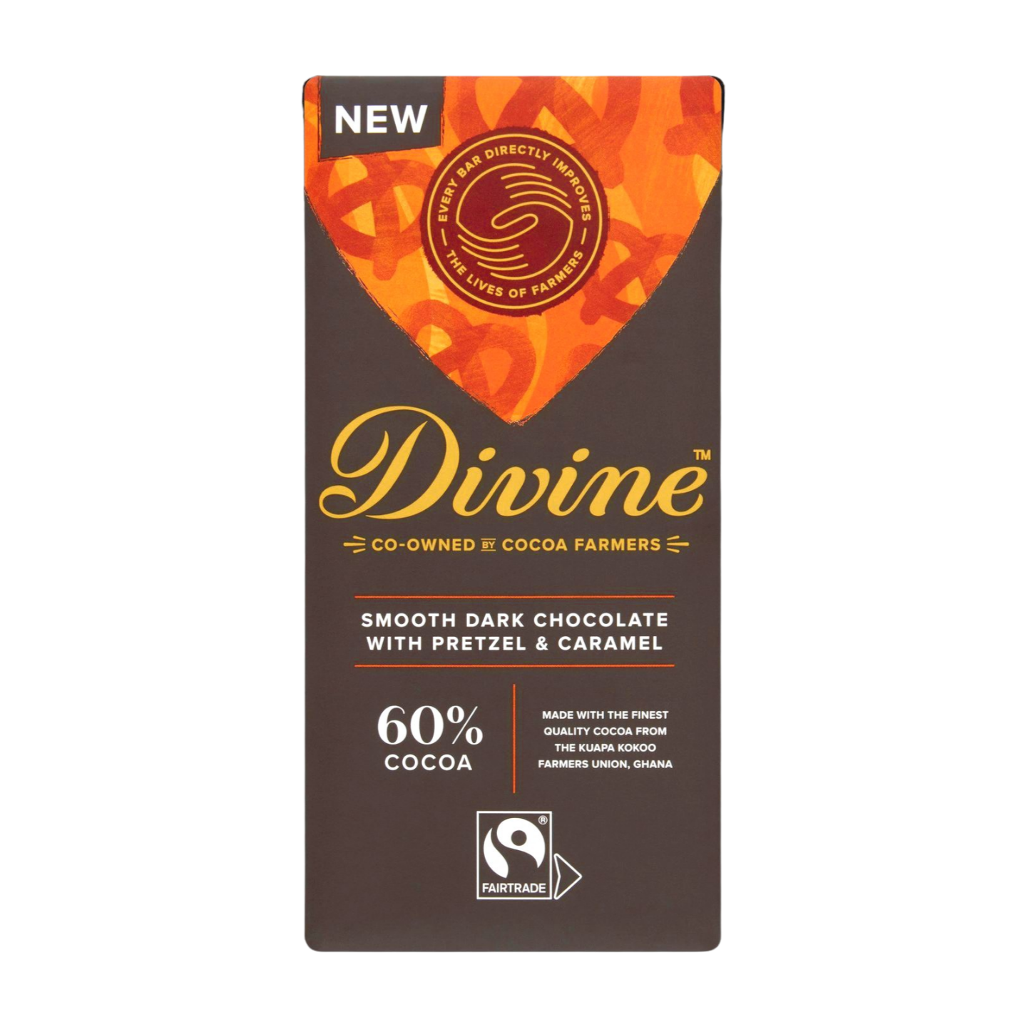 Divine Smooth Dark Chocolate with Pretzel & Caramel (90g)