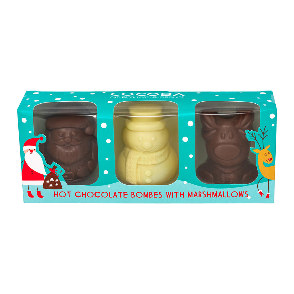 Cocoba Christmas Character Hot Chocolate Bombe 3 Pack (150g)