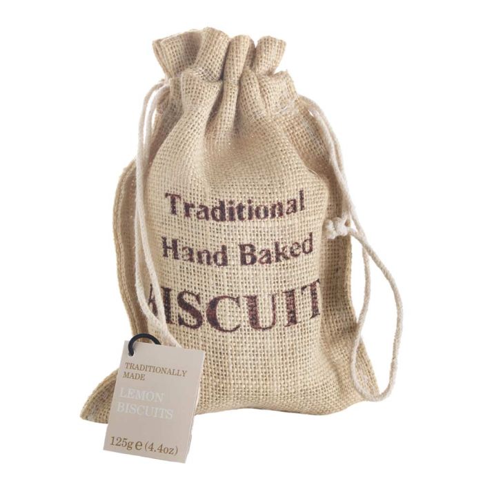 Farmhouse Biscuits Hessian Bag with Lemon Shorties Biscuits 125g [WHOLE CASE]
