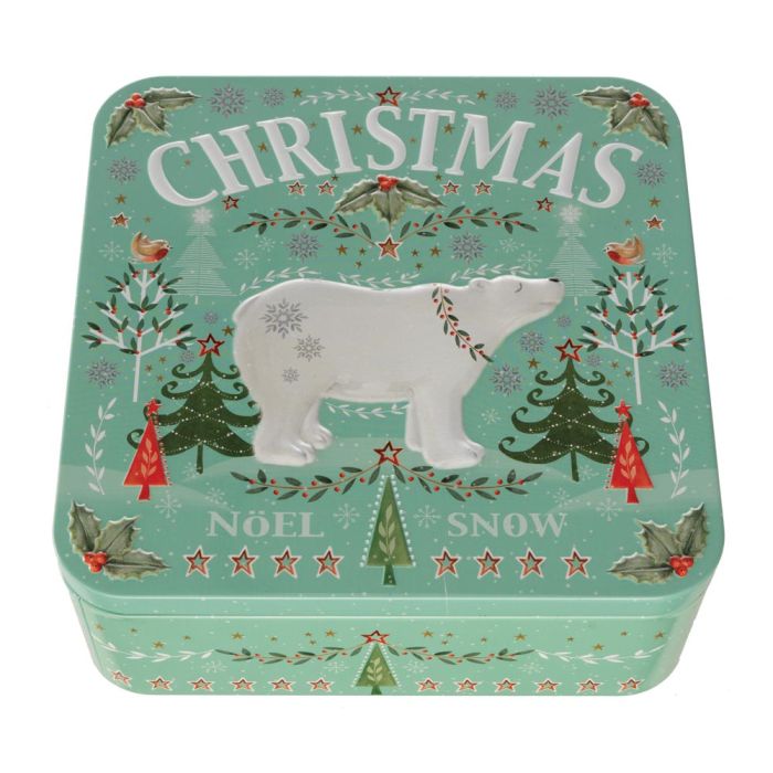 Farmhouse Biscuits Christmas Polar Bear Tin with Mini Butterscotch Toffee Biscuits 250g [WHOLE CASE]