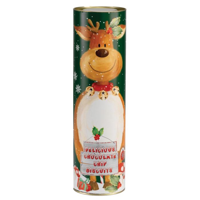 Farmhouse Biscuits Giant Reindeer Tube with Chocolate Chip Biscuits 200g [WHOLE CASE]