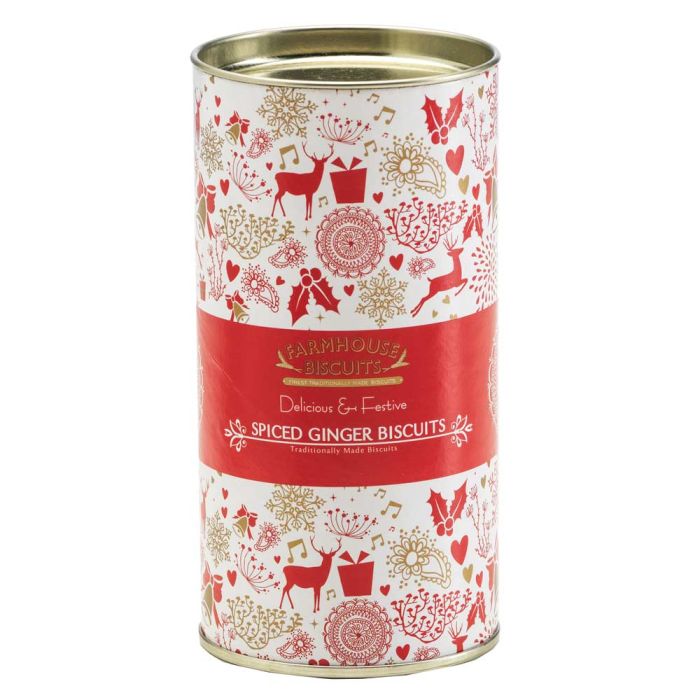 Farmhouse Biscuits Festive Christmas Tube with Spiced Ginger Biscuits 100g [WHOLE CASE]