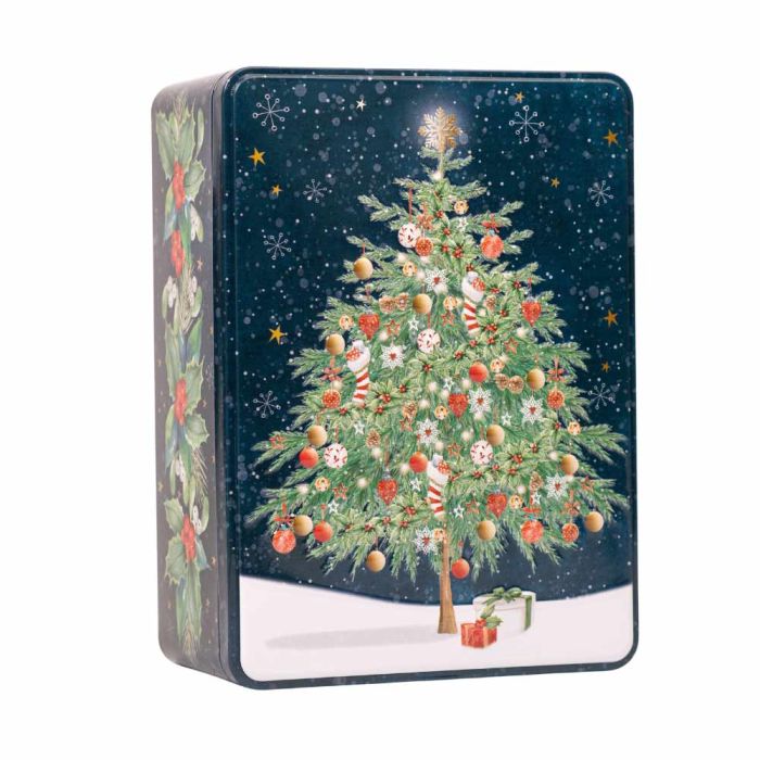 Farmhouse Biscuits Embossed Christmas Tree Rectangle Salted Caramel Tin 300g [WHOLE CASE]