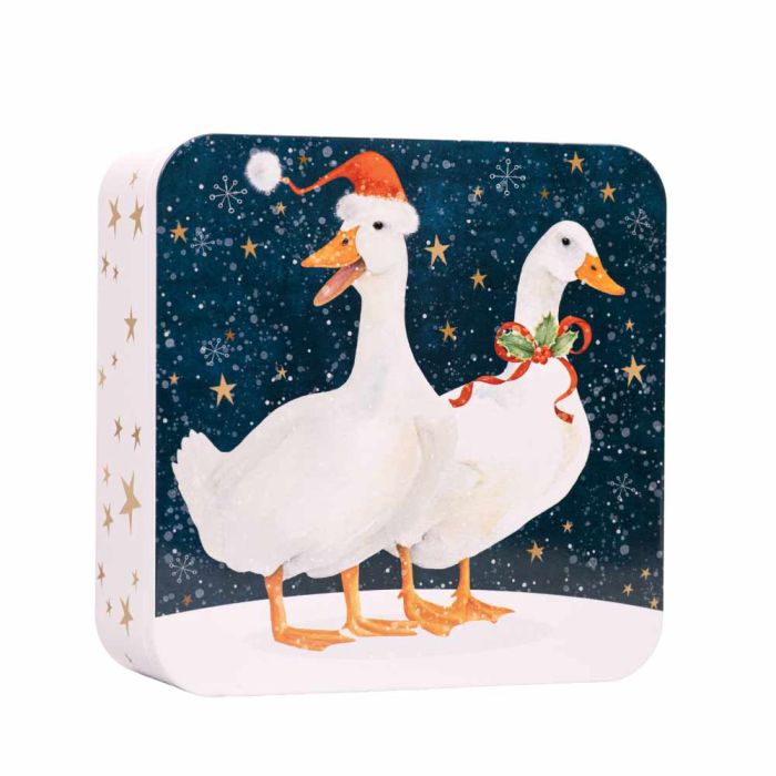 Farmhouse Biscuits Embossed Geese Square Assortmenet Tin 400g  [WHOLE CASE]