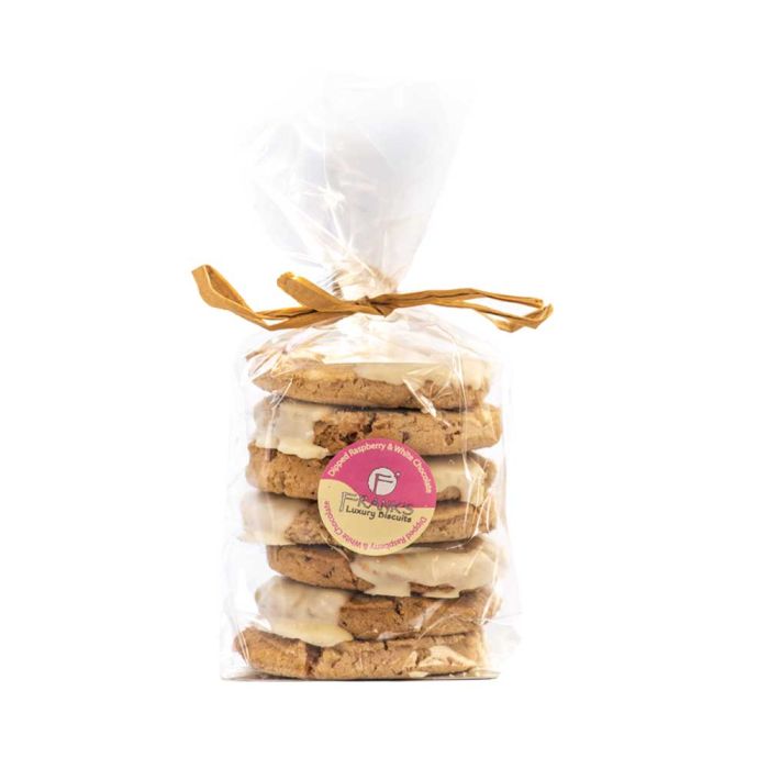 Frank's Biscuits Half Dipped Raspberry & White Choc Oatie [WHOLE CASE]