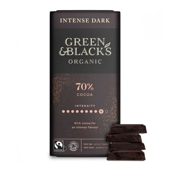 Green & Black's Organic Dark 70% Dark Chocolate Bar 90g [WHOLE CASE]