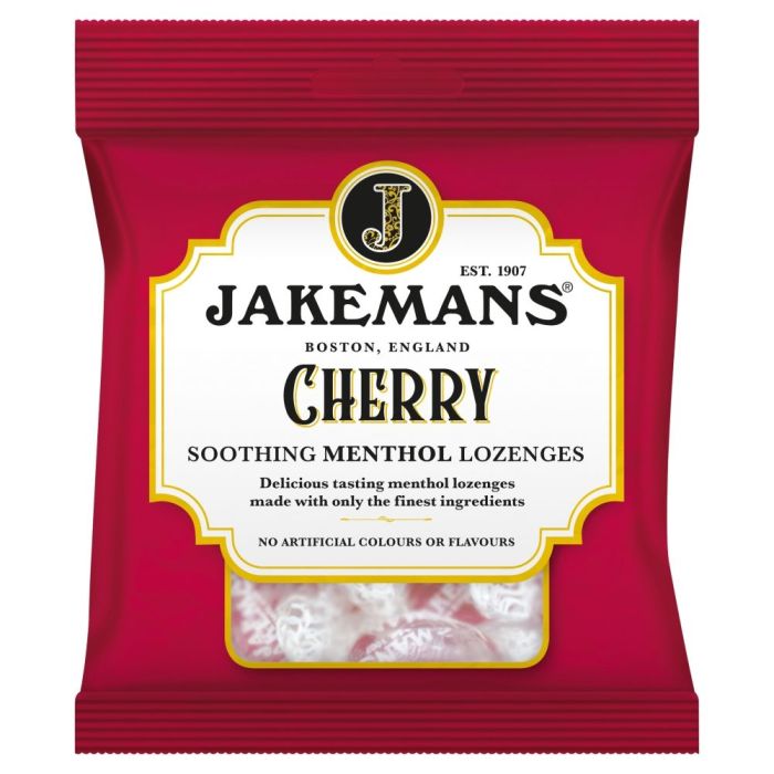 Jakemans Cherry Menthol Soothing Menthol Sweets 73g [WHOLE CASE]