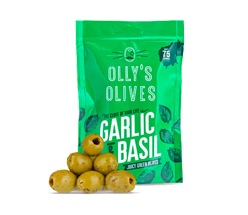 OLLY'S OLIVES - GARLIC & BASIL (12 X 50G) [WHOLE CASE] by Olly's Olives - The Pop Up Deli