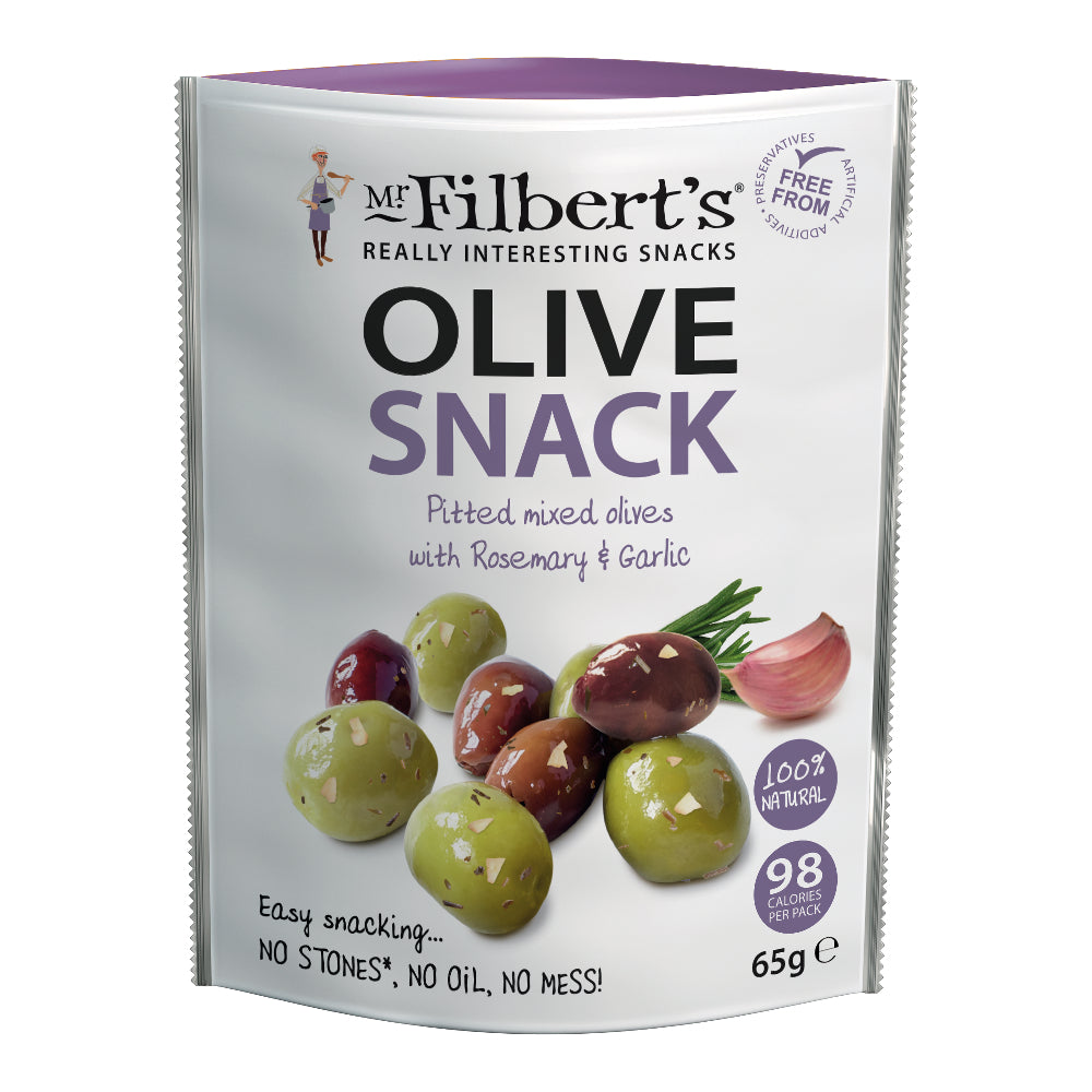 Mr Filbert's Pitted Mixed Olives with Rosemary & Garlic (65g)