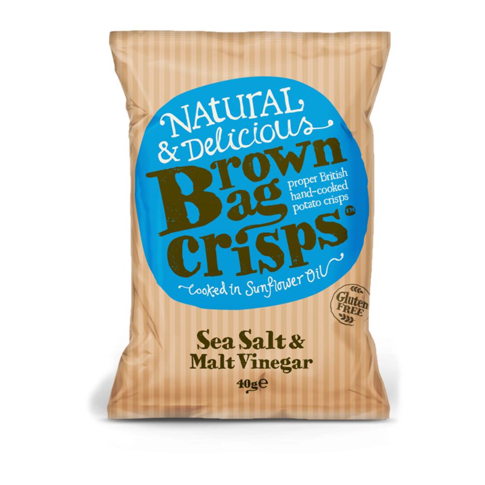 Brown Bag Sea Salt & Malt Vinegar Crisps (20x40g)