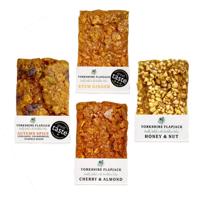 Yorkshire Flapjack Assorted Box (Stem Ginger, Autumn Spice, Honey & Nut, Cherry & Almond) [WHOLE CASE] by Yorkshire Flapjack - The Pop Up Deli